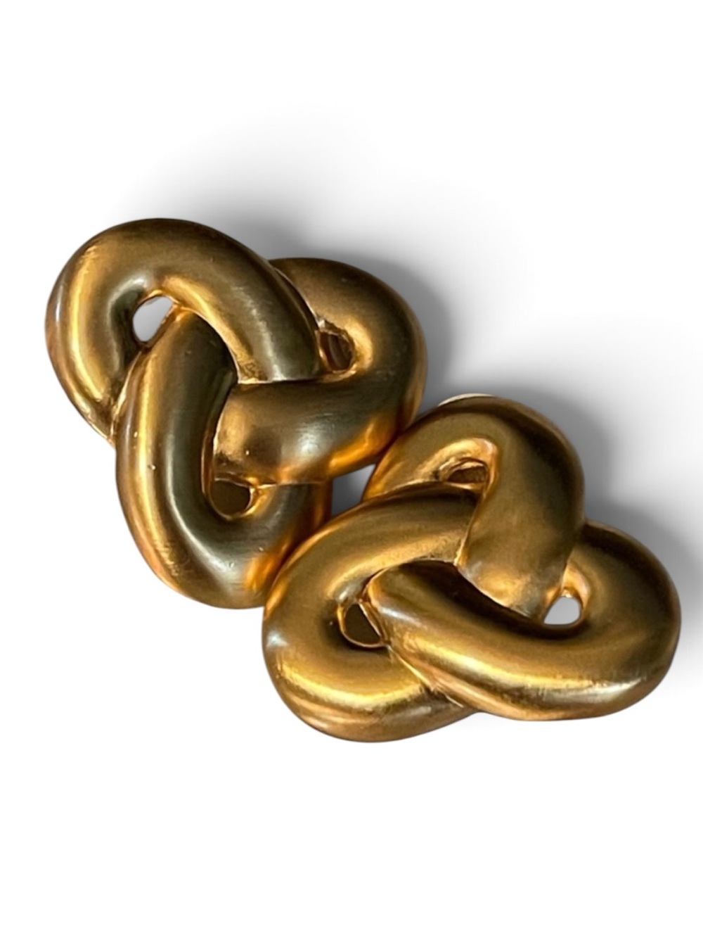 Vintage Anne Klein Matte Gold Knot Runway Clip-On Earrings